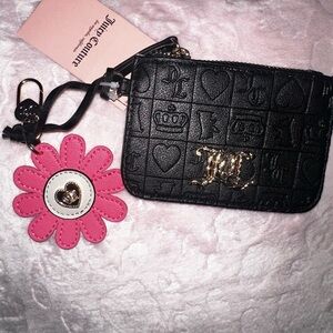 Juicy Couture black wallet with flower charm